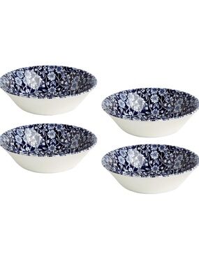 Royal Wessex by Churchill Earthenware NWT Calico Floral Blue Bowls England 4pc